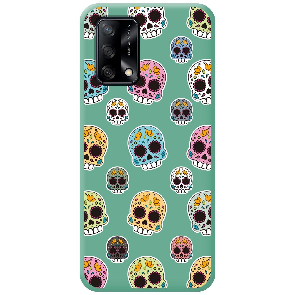 Funda Silicona Líquida Verde para Oppo A74 4G diseño Catrina Dibujos