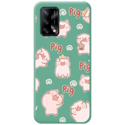 Funda Silicona Líquida Verde para Oppo A74 4G diseño Cerdos Dibujos