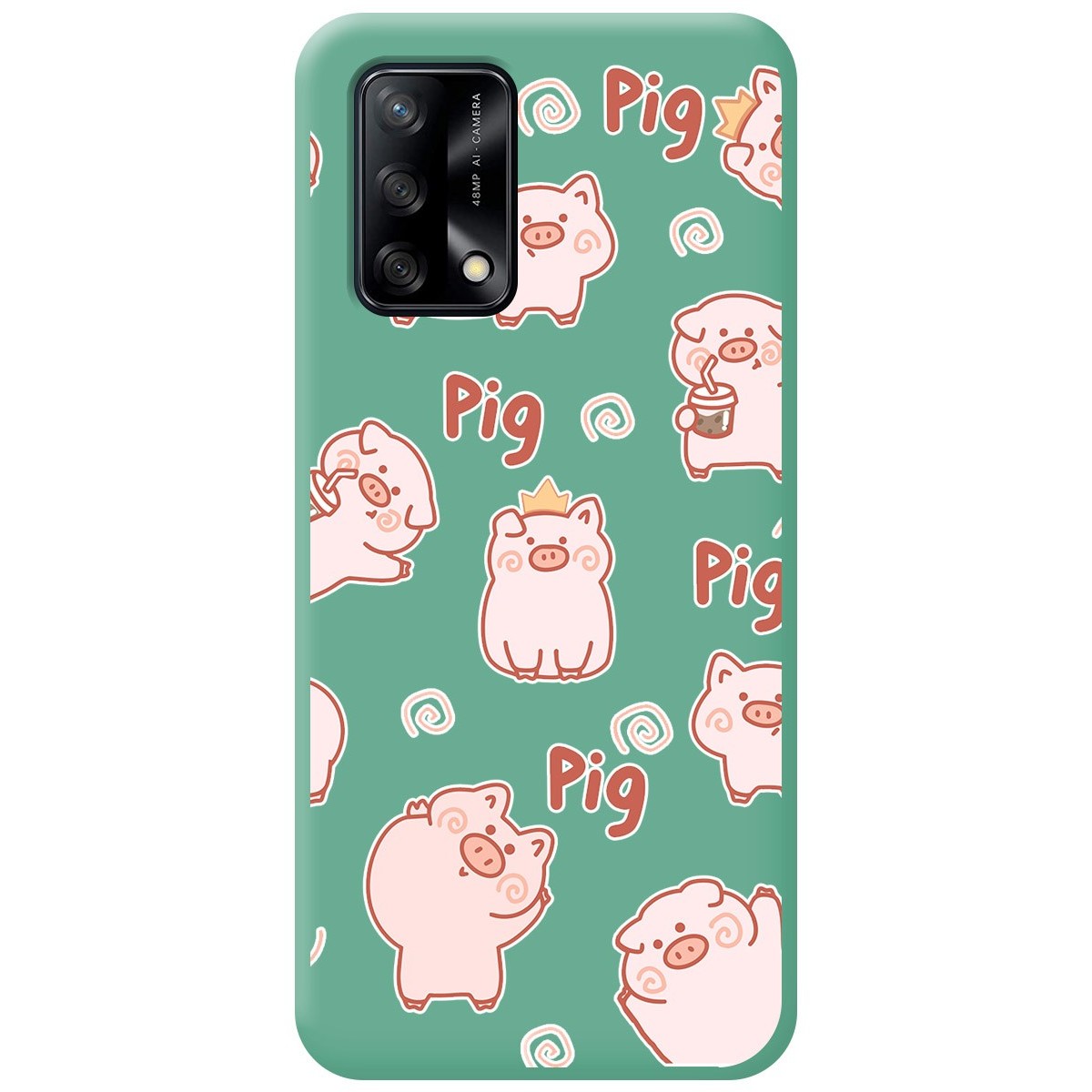 Funda Silicona Líquida Verde para Oppo A74 4G diseño Cerdos Dibujos