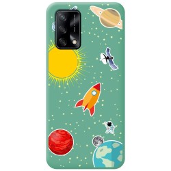 Funda Silicona Líquida Verde para Oppo A74 4G diseño Espacio Dibujos