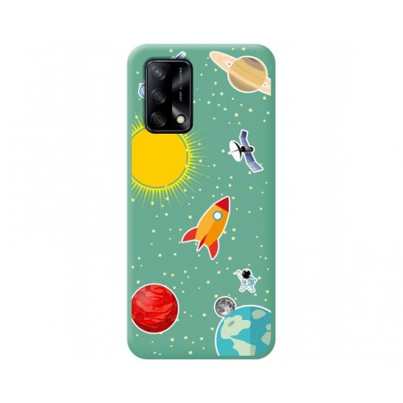 Funda Silicona Líquida Verde para Oppo A74 4G diseño Espacio Dibujos