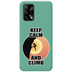 Funda Silicona Líquida Verde para Oppo A74 4G diseño Hombre Escalada Dibujos