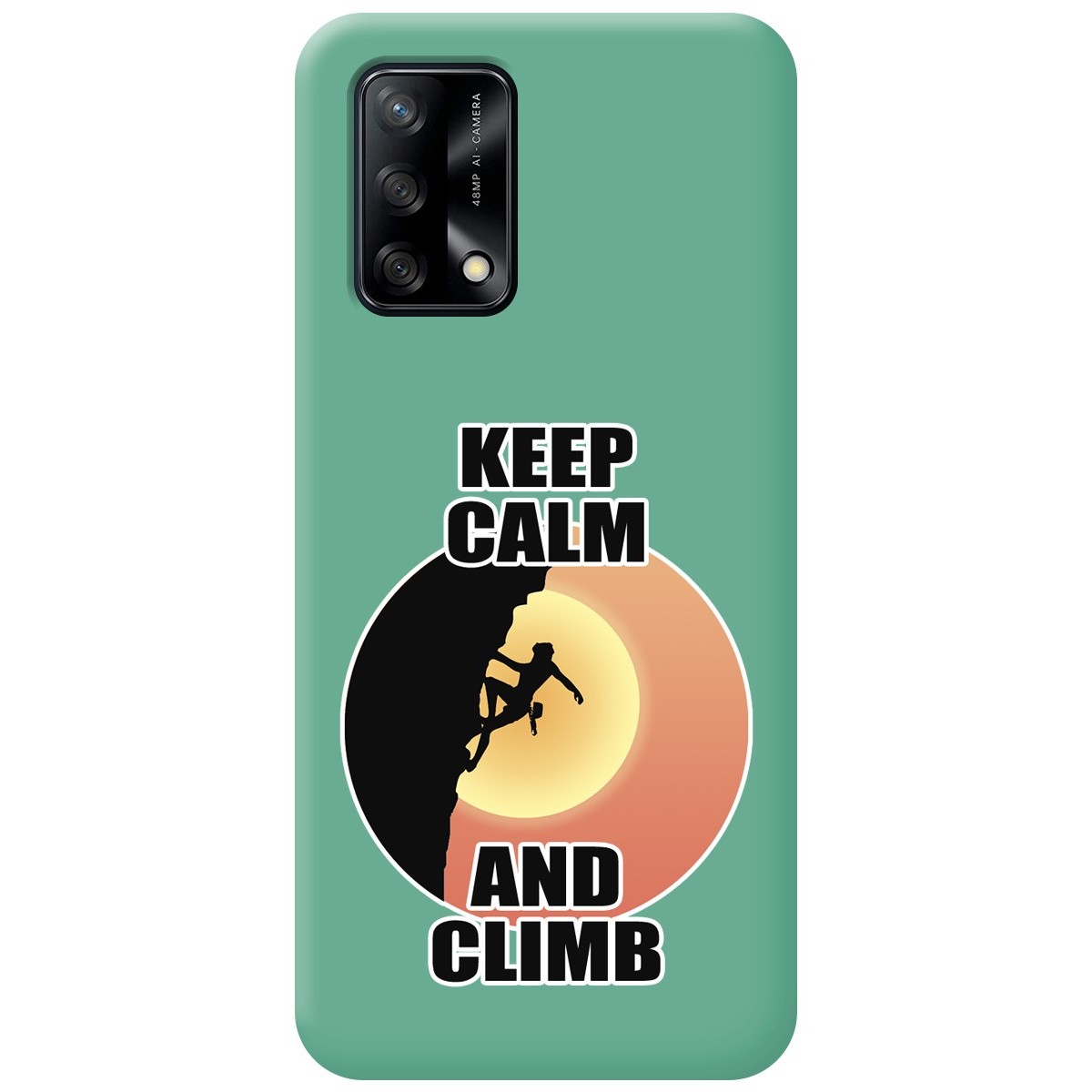 Funda Silicona Líquida Verde para Oppo A74 4G diseño Mujer Escalada Dibujos