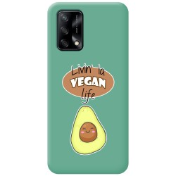 Funda Silicona Líquida Verde para Oppo A74 4G diseño Vegan Life Dibujos