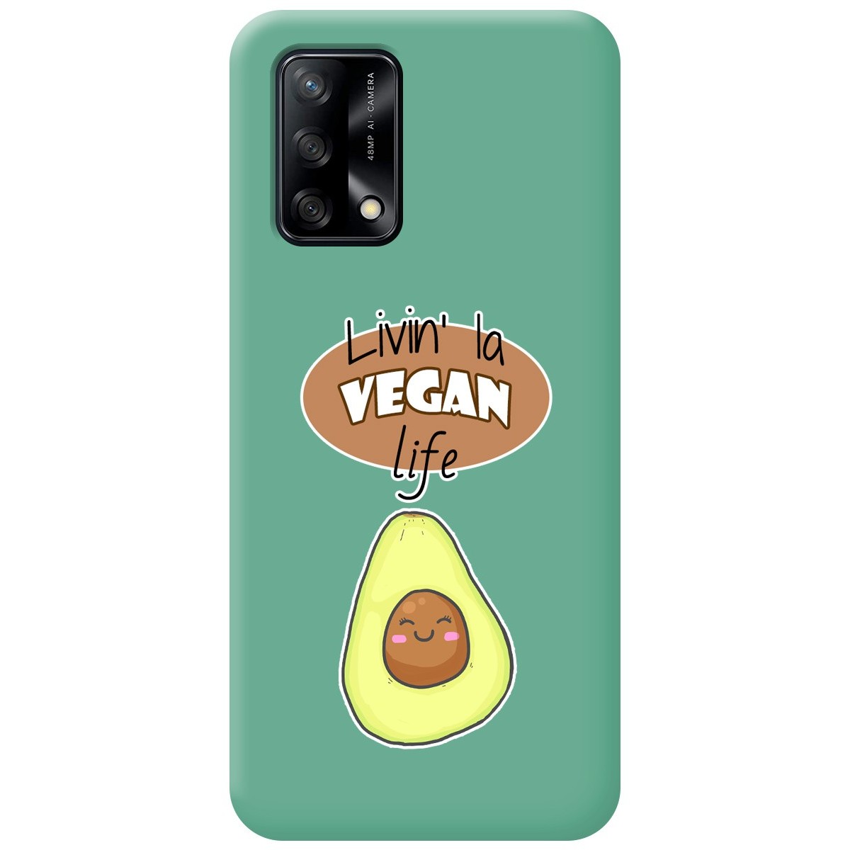 Funda Silicona Líquida Verde para Oppo A74 4G diseño Vegan Life Dibujos