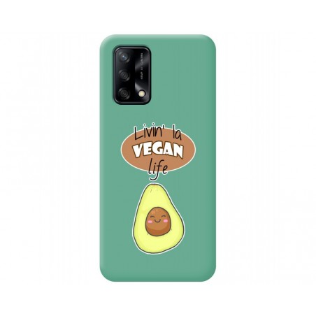 Funda Silicona Líquida Verde para Oppo A74 4G diseño Vegan Life Dibujos