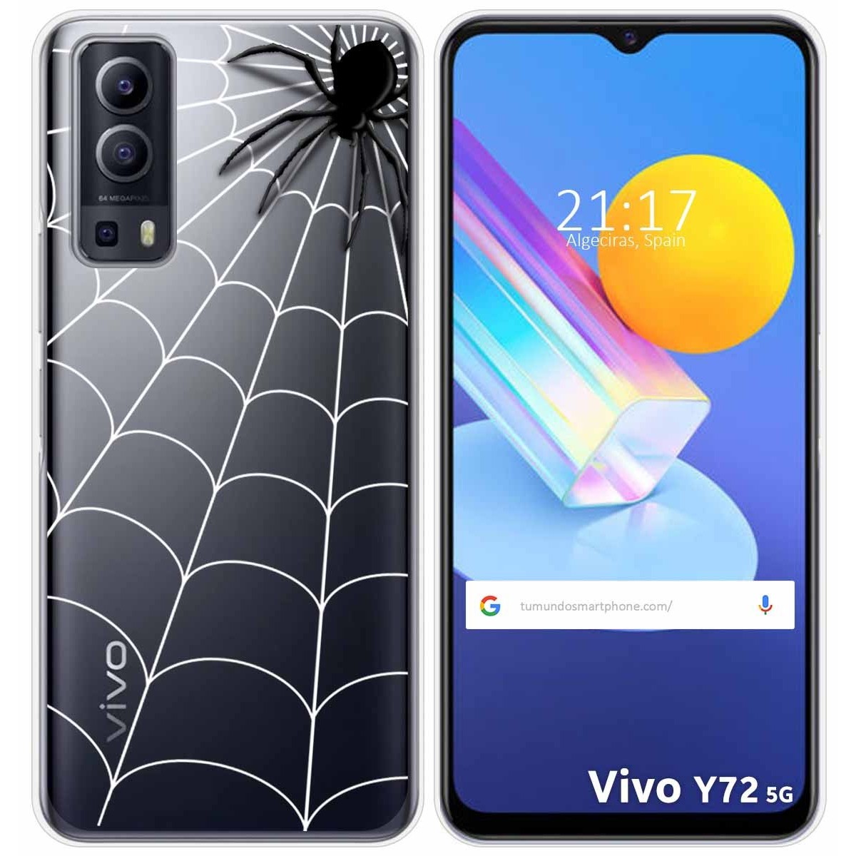 Funda Gel Transparente para Vivo Y52 5G / Y72 5G diseño Araña Dibujos