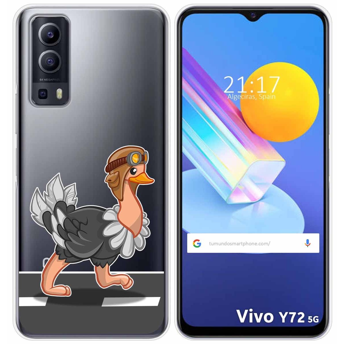 Funda Gel Transparente para Vivo Y52 5G / Y72 5G diseño Avestruz Dibujos