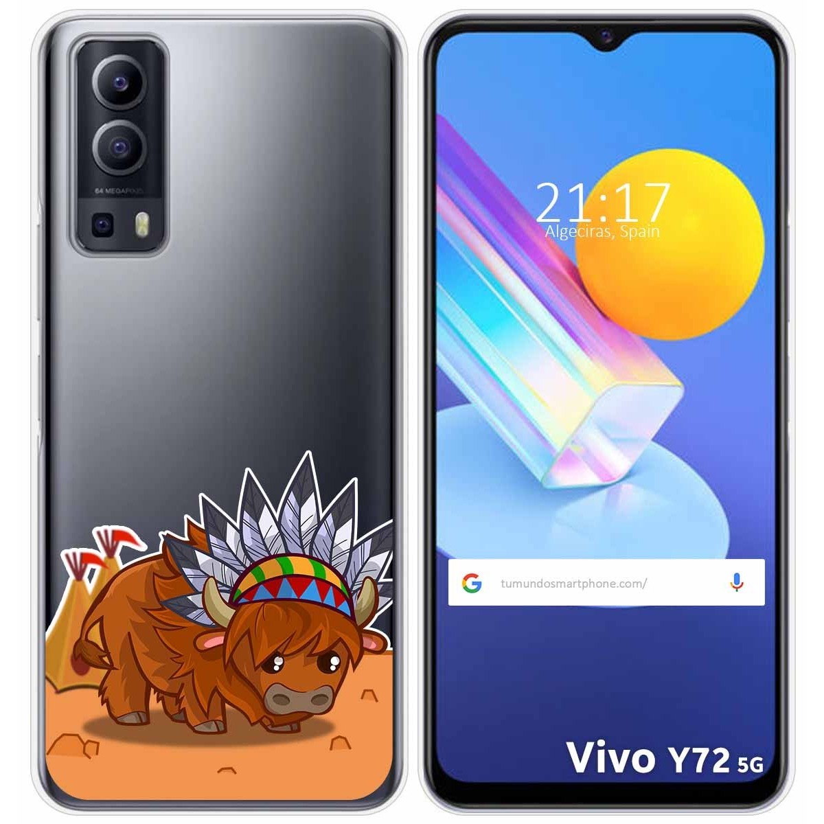 Funda Gel Transparente para Vivo Y52 5G / Y72 5G diseño Bufalo Dibujos