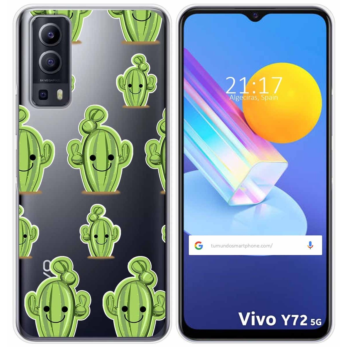 Funda Gel Transparente para Vivo Y52 5G / Y72 5G diseño Cactus Dibujos