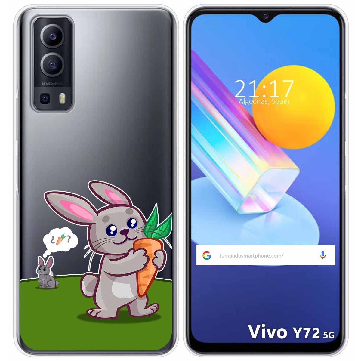 Funda Gel Transparente para Vivo Y52 5G / Y72 5G diseño Conejo Dibujos