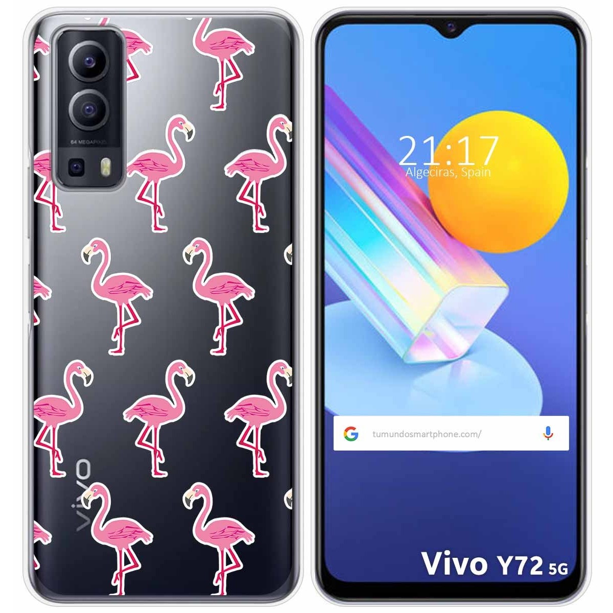 Funda Gel Transparente para Vivo Y52 5G / Y72 5G diseño Flamenco Dibujos