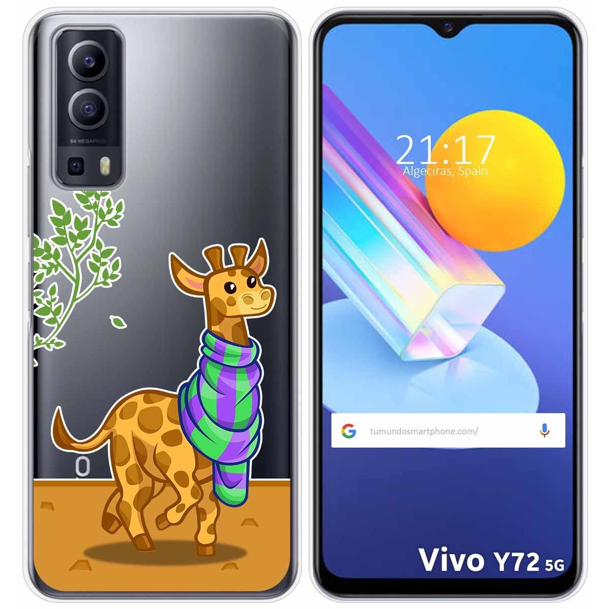 Funda Gel Transparente para Vivo Y52 5G / Y72 5G diseño Jirafa Dibujos