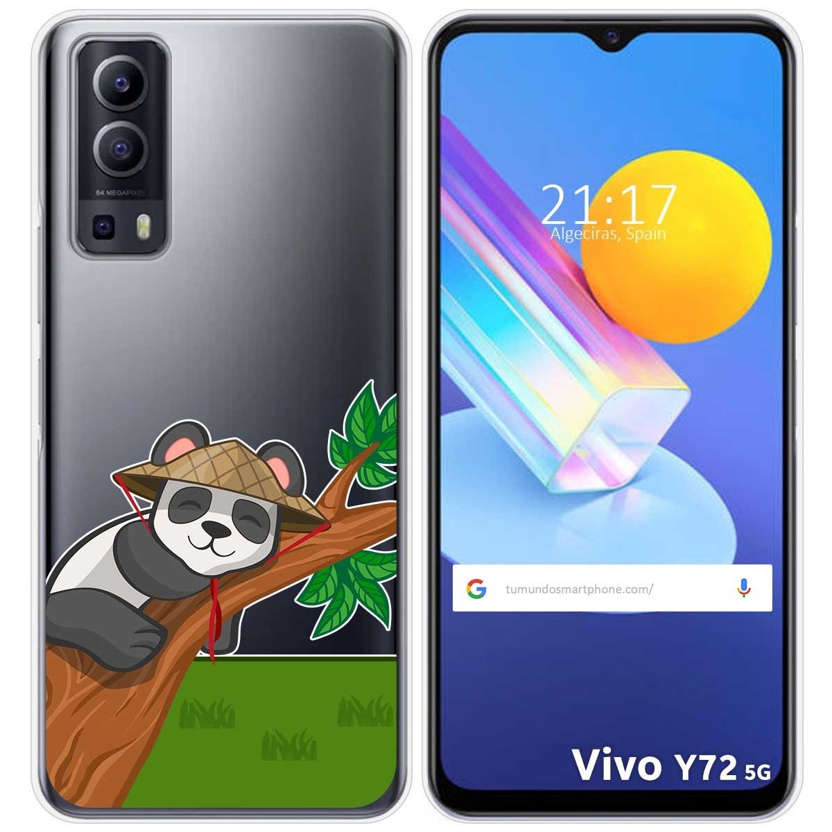 Funda Gel Transparente para Vivo Y52 5G / Y72 5G diseño Panda Dibujos