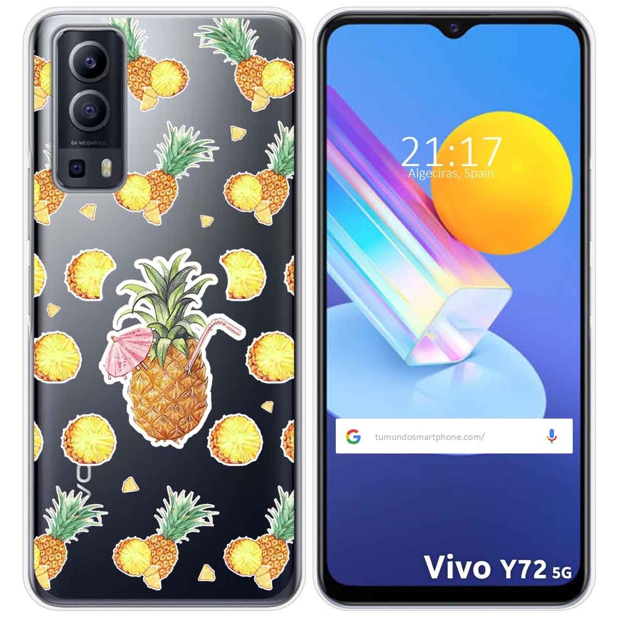 Funda Gel Transparente para Vivo Y52 5G / Y72 5G diseño Piña Dibujos