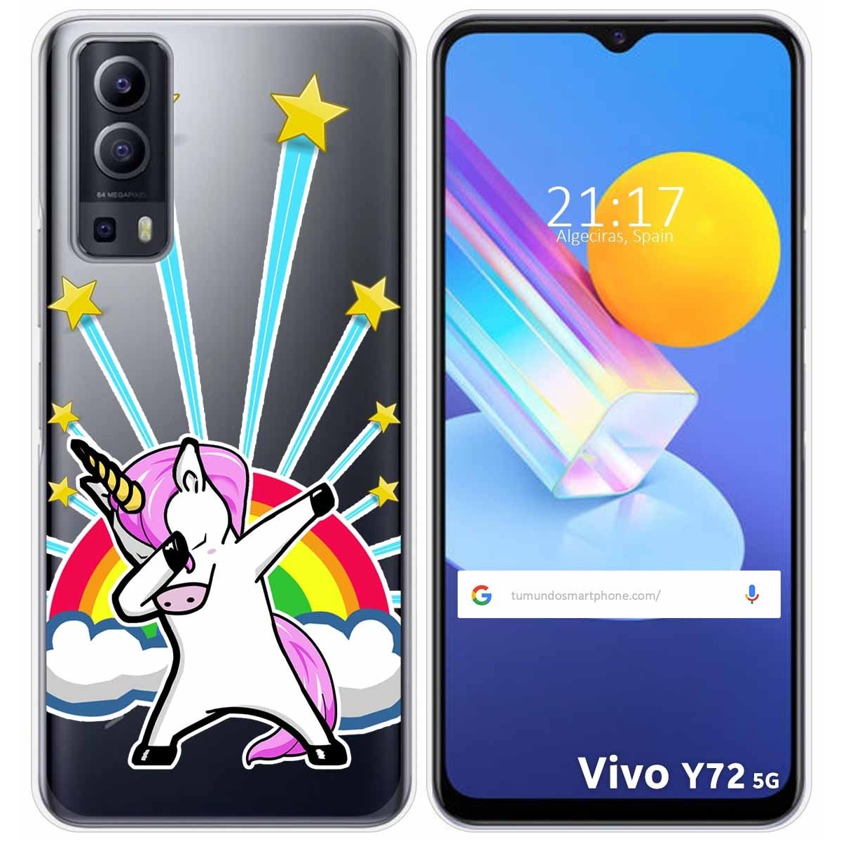 Funda Gel Transparente para Vivo Y52 5G / Y72 5G diseño Unicornio Dibujos