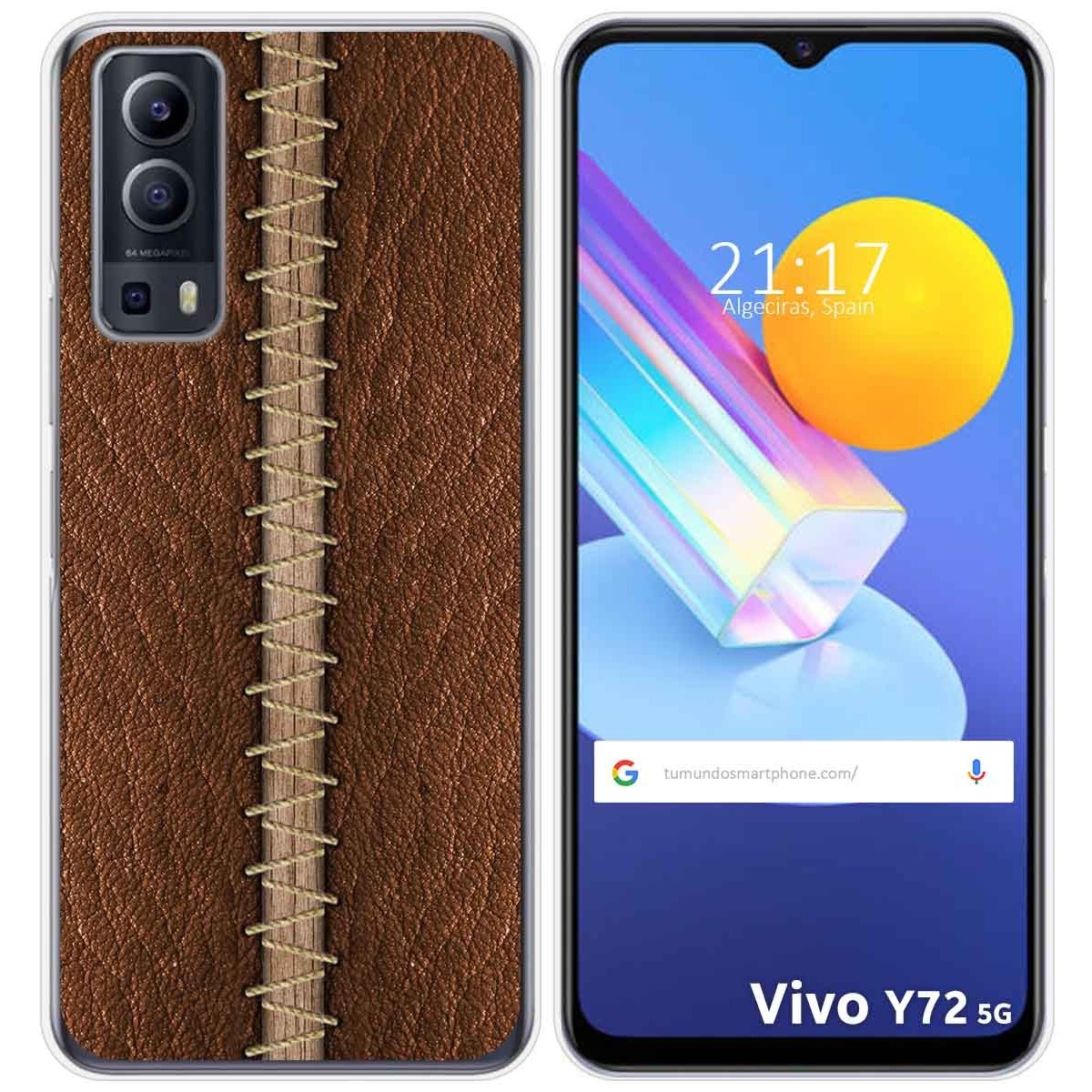 Funda Gel Tpu para Vivo Y52 5G / Y72 5G diseño Cuero 01 Dibujos