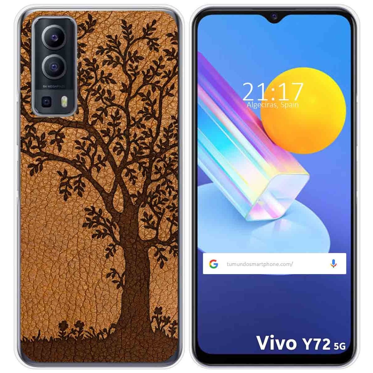 Funda Gel Tpu para Vivo Y52 5G / Y72 5G diseño Cuero 03 Dibujos