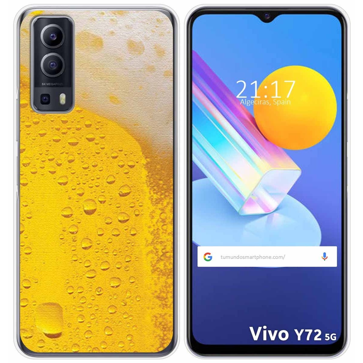 Funda Gel Tpu para Vivo Y52 5G / Y72 5G diseño Cerveza Dibujos