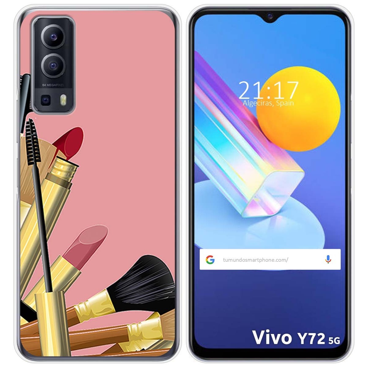 Funda Gel Tpu para Vivo Y52 5G / Y72 5G diseño Brochas Dibujos