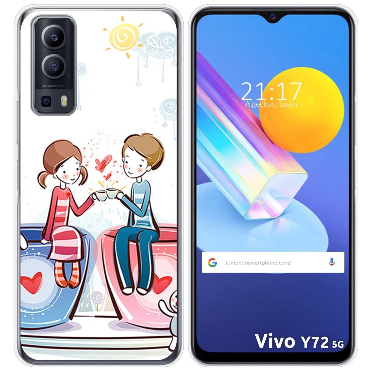 Funda Gel Tpu para Vivo Y52 5G / Y72 5G diseño Café Dibujos