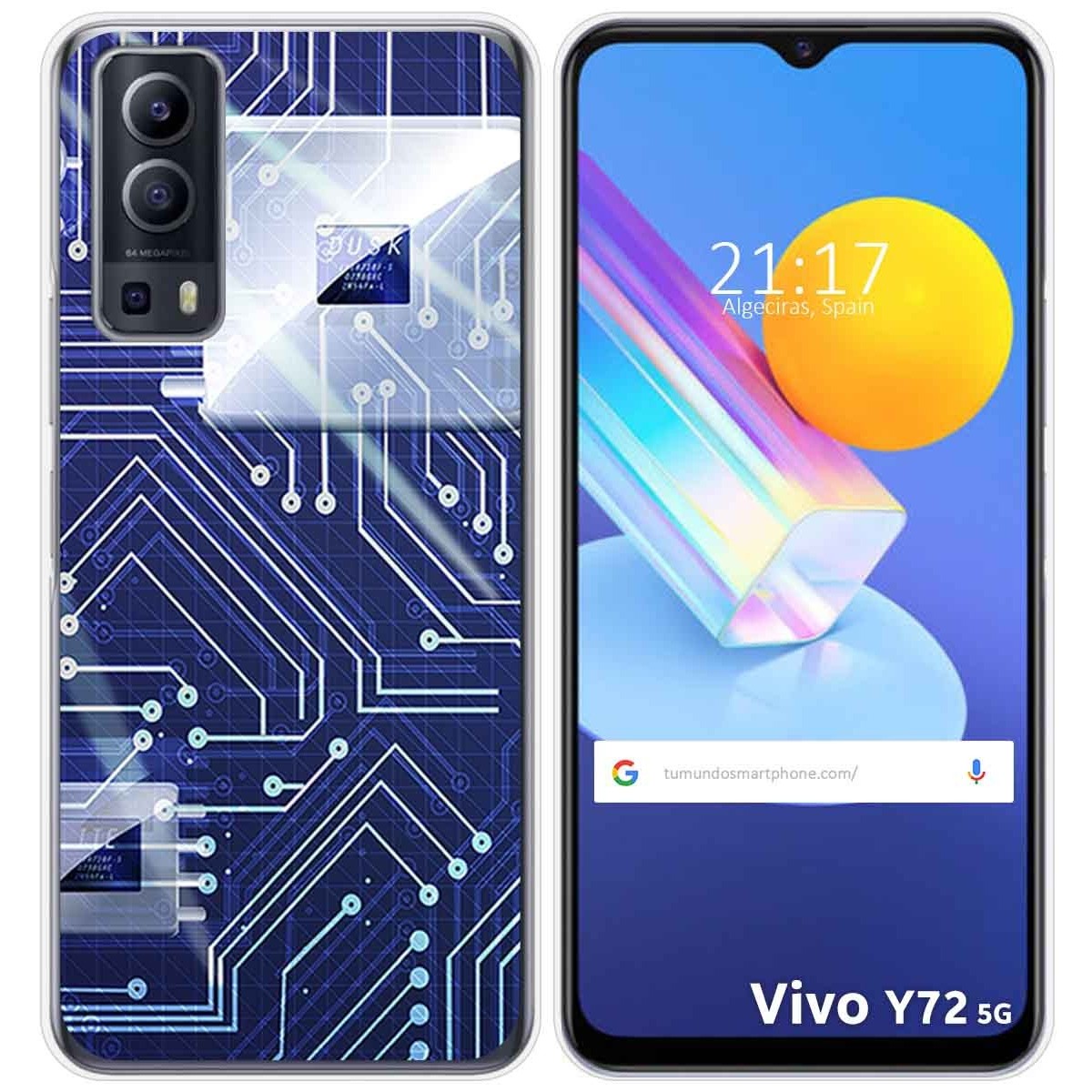 Funda Gel Tpu para Vivo Y52 5G / Y72 5G diseño Circuito Dibujos