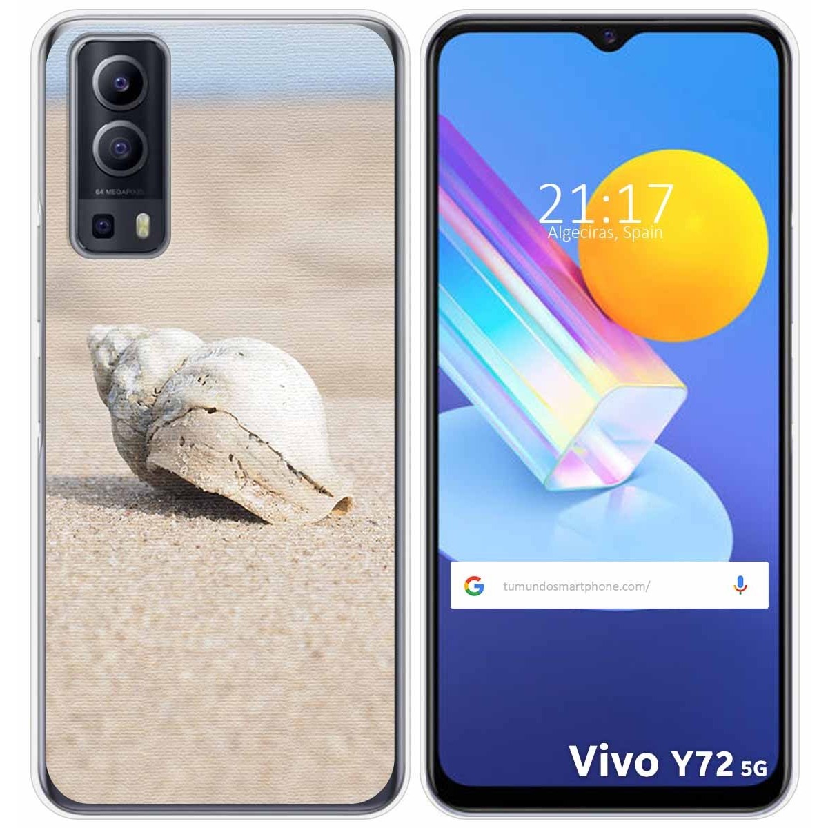 Funda Gel Tpu para Vivo Y52 5G / Y72 5G diseño Concha Dibujos