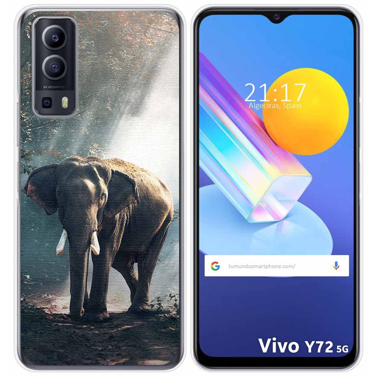 Funda Gel Tpu para Vivo Y52 5G / Y72 5G diseño Elefante Dibujos