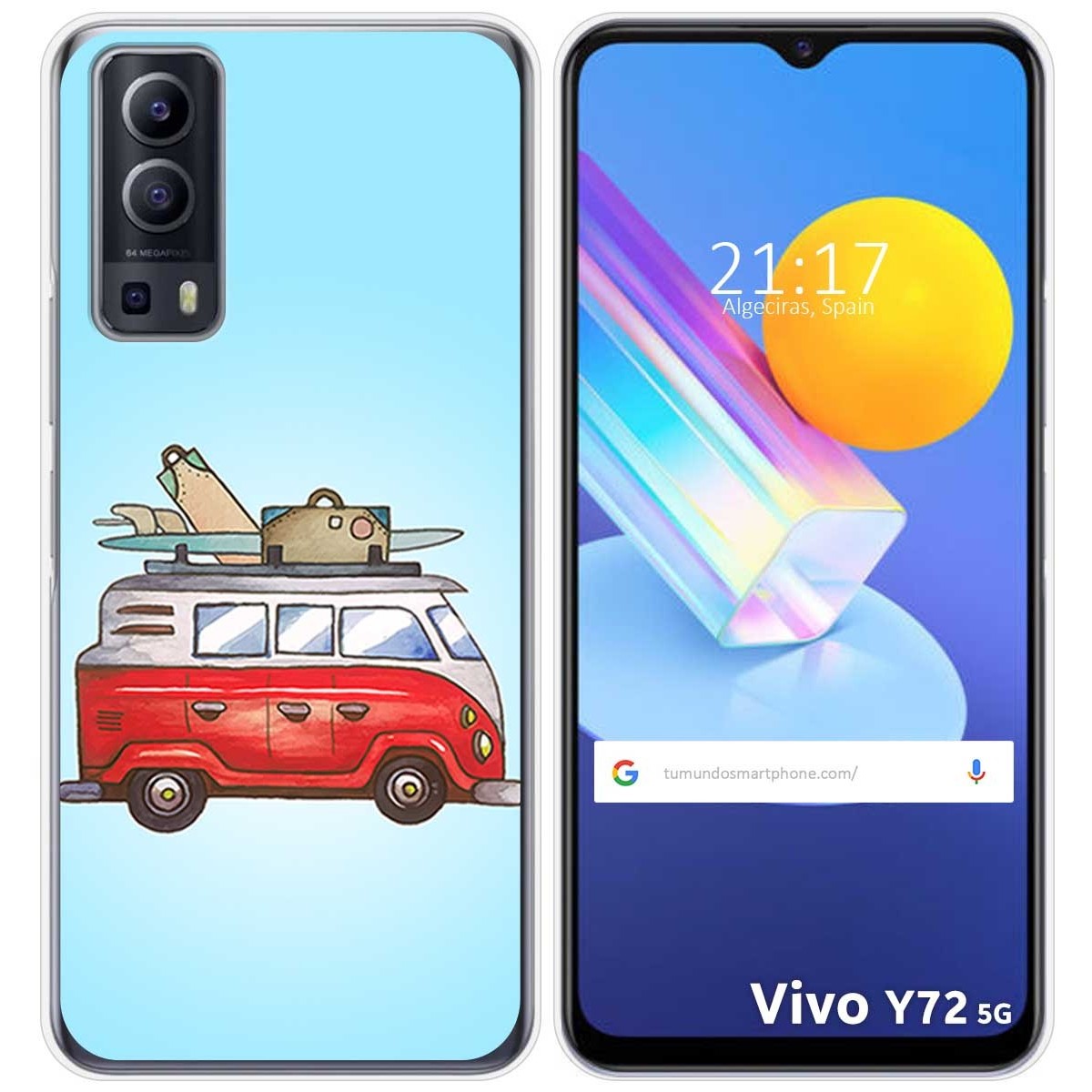 Funda Gel Tpu para Vivo Y52 5G / Y72 5G diseño Furgoneta Dibujos