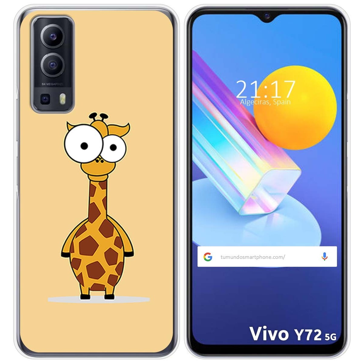 Funda Gel Tpu para Vivo Y52 5G / Y72 5G diseño Jirafa Dibujos