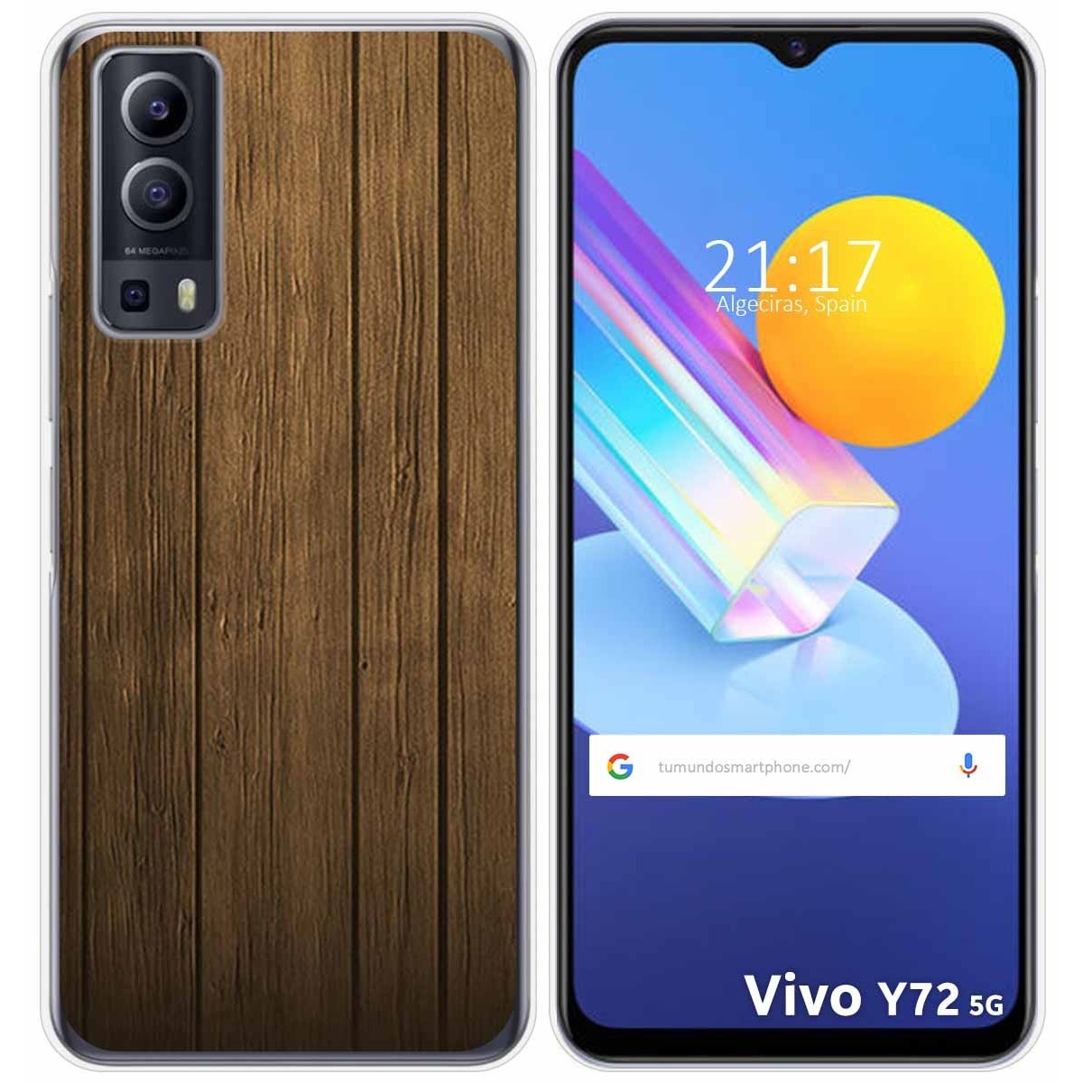 Funda Gel Tpu para Vivo Y52 5G / Y72 5G diseño Madera Dibujos
