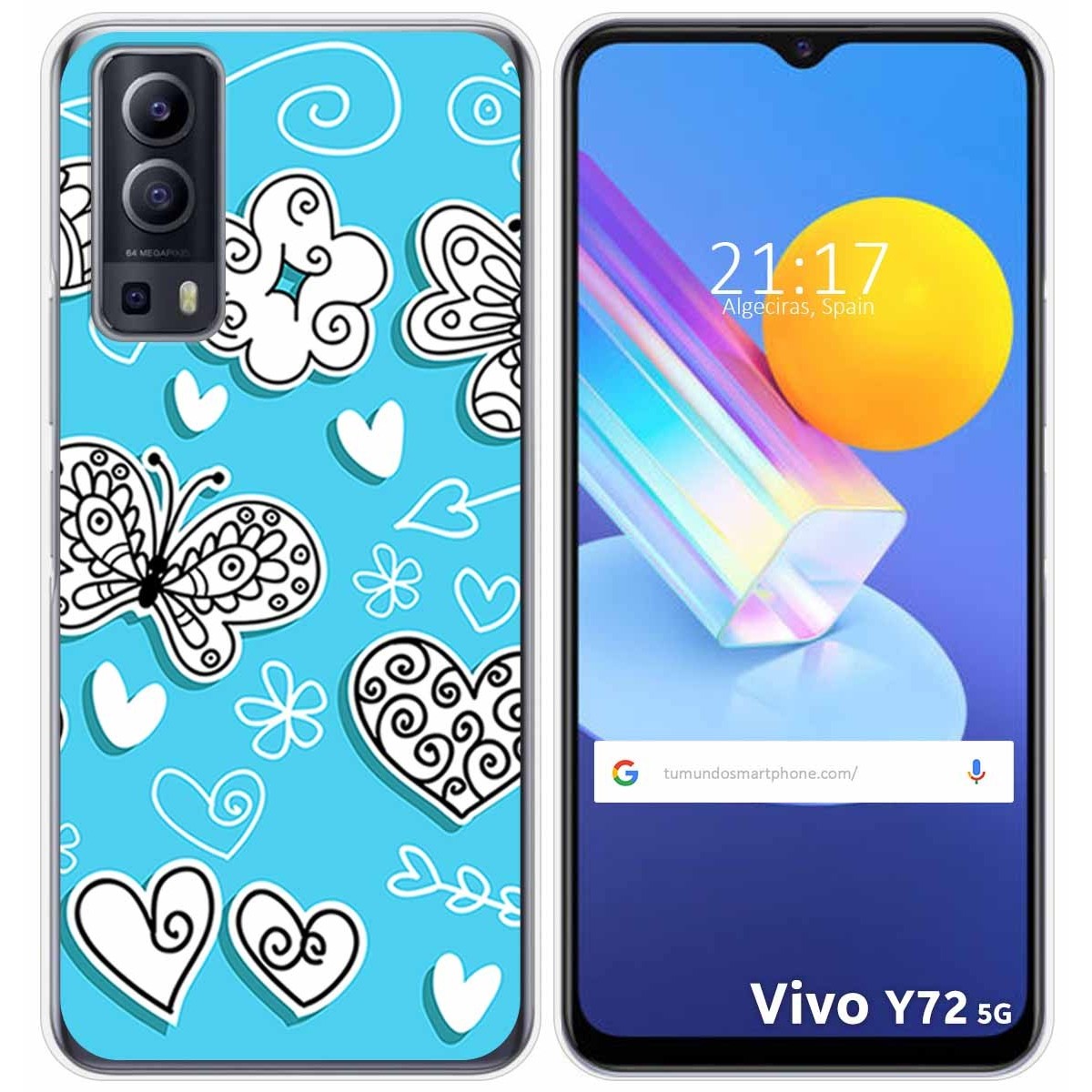 Funda Gel Tpu para Vivo Y52 5G / Y72 5G diseño Mariposas Dibujos