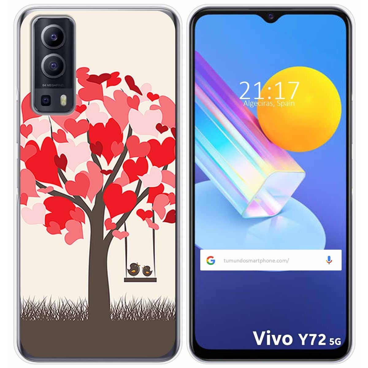 Funda Gel Tpu para Vivo Y52 5G / Y72 5G diseño Pajaritos Dibujos