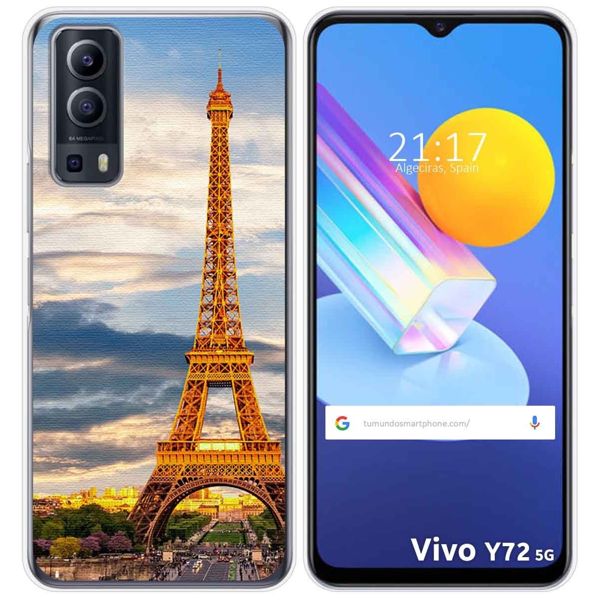 Funda Gel Tpu para Vivo Y52 5G / Y72 5G diseño Paris Dibujos