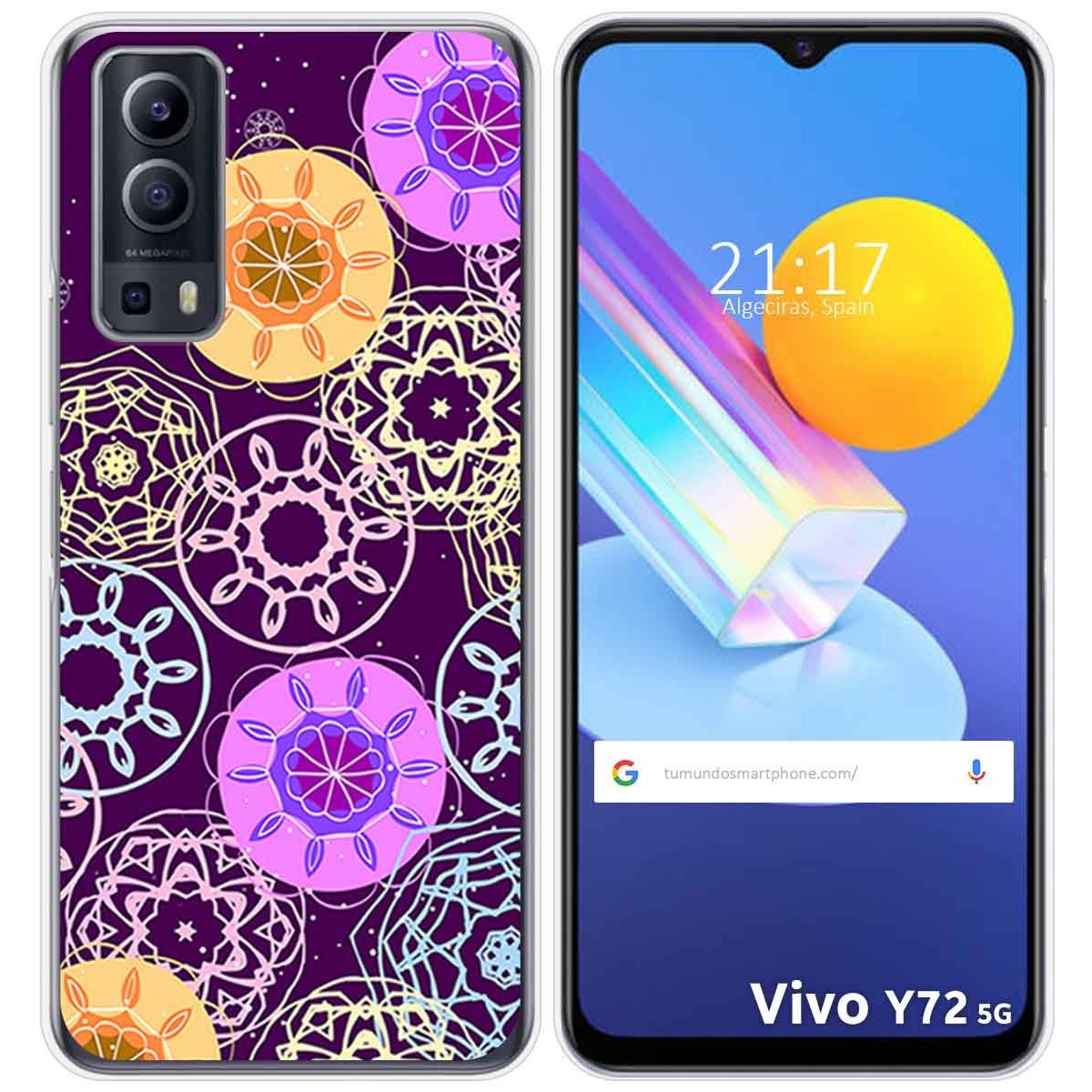 Funda Gel Tpu para Vivo Y52 5G / Y72 5G diseño Radial Dibujos