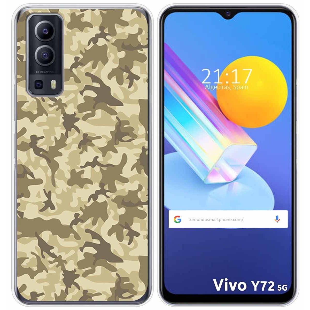 Funda Gel Tpu para Vivo Y52 5G / Y72 5G diseño Sand Camuflaje Dibujos