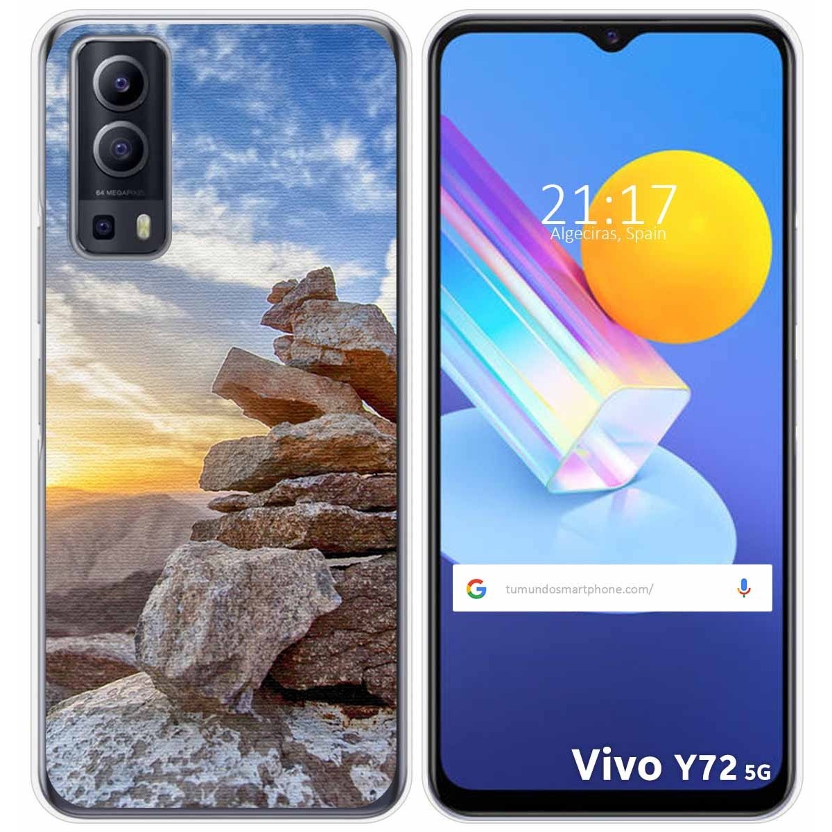 Funda Gel Tpu para Vivo Y52 5G / Y72 5G diseño Sunset Dibujos