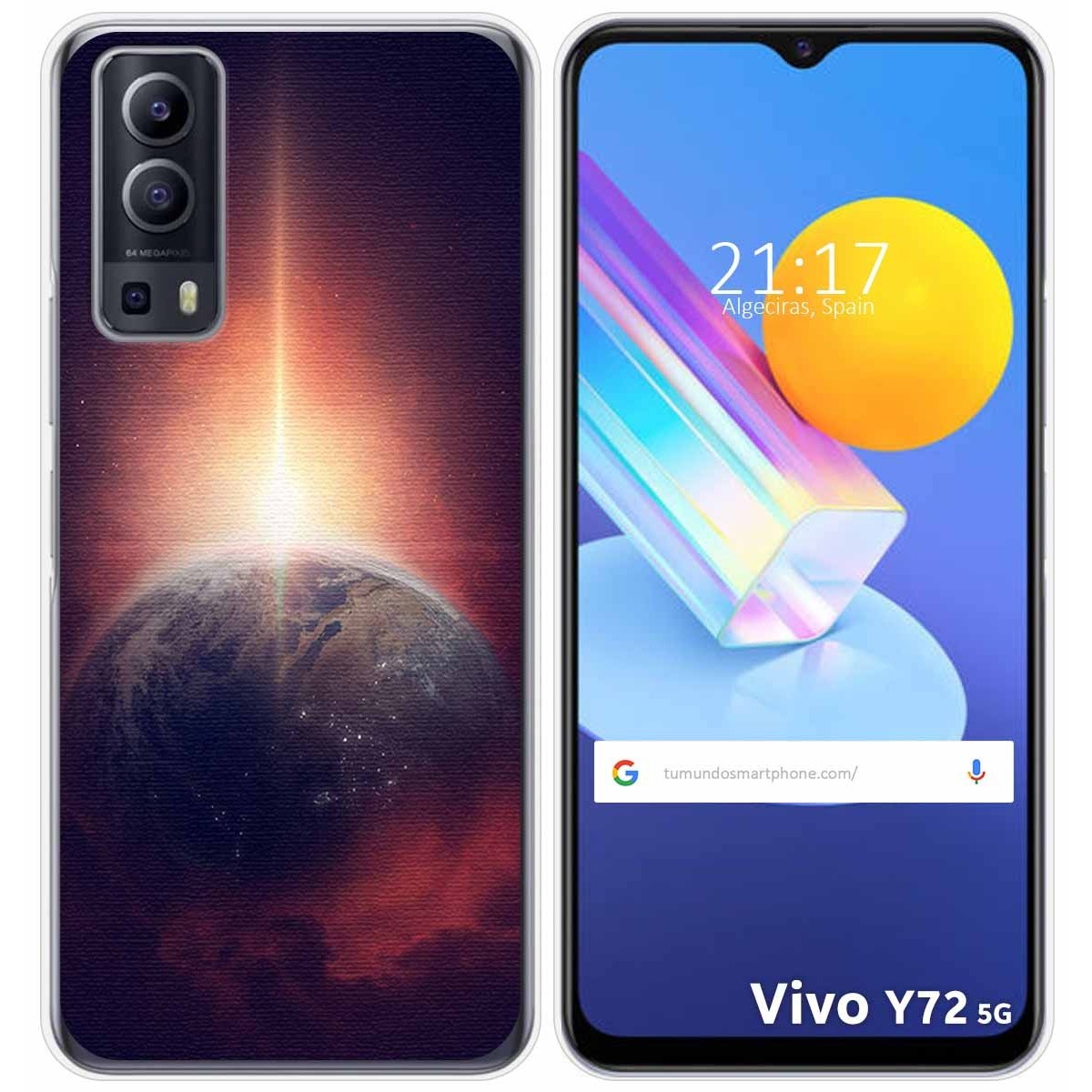 Funda Gel Tpu para Vivo Y52 5G / Y72 5G diseño Tierra Dibujos