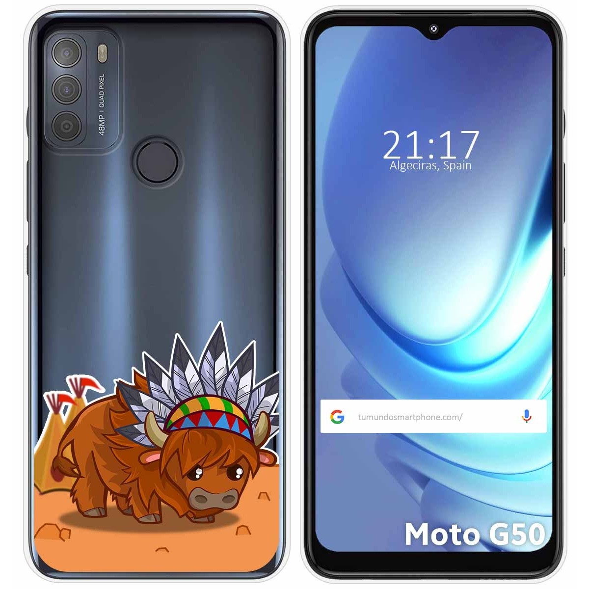 Funda Gel Transparente para Motorola Moto G50 5G diseño Bufalo Dibujos