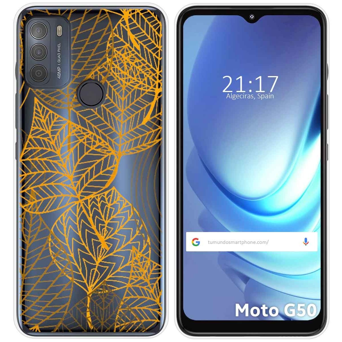 Funda Gel Transparente para Motorola Moto G50 5G diseño Hojas Dibujos