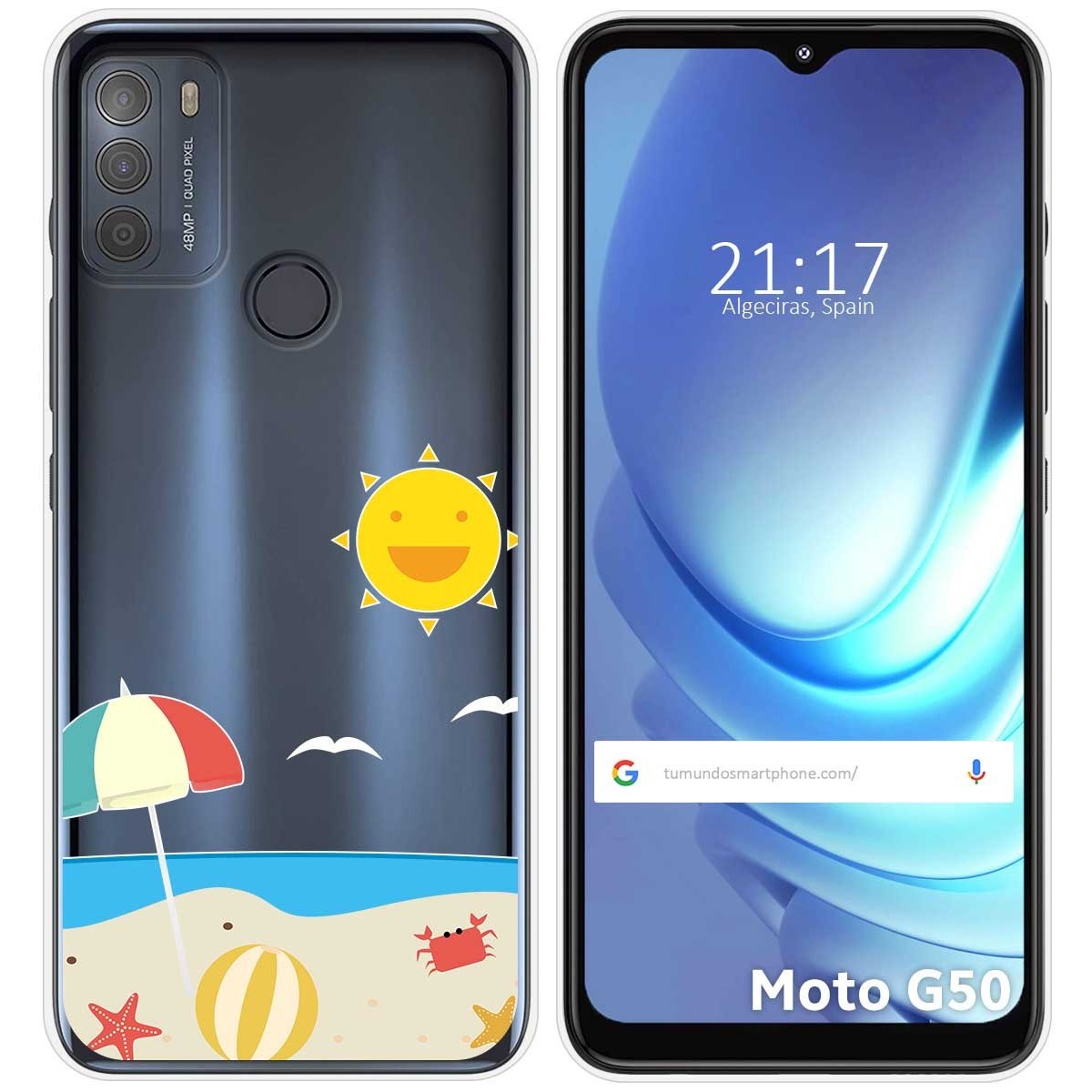 Funda Gel Transparente para Motorola Moto G50 5G diseño Playa Dibujos