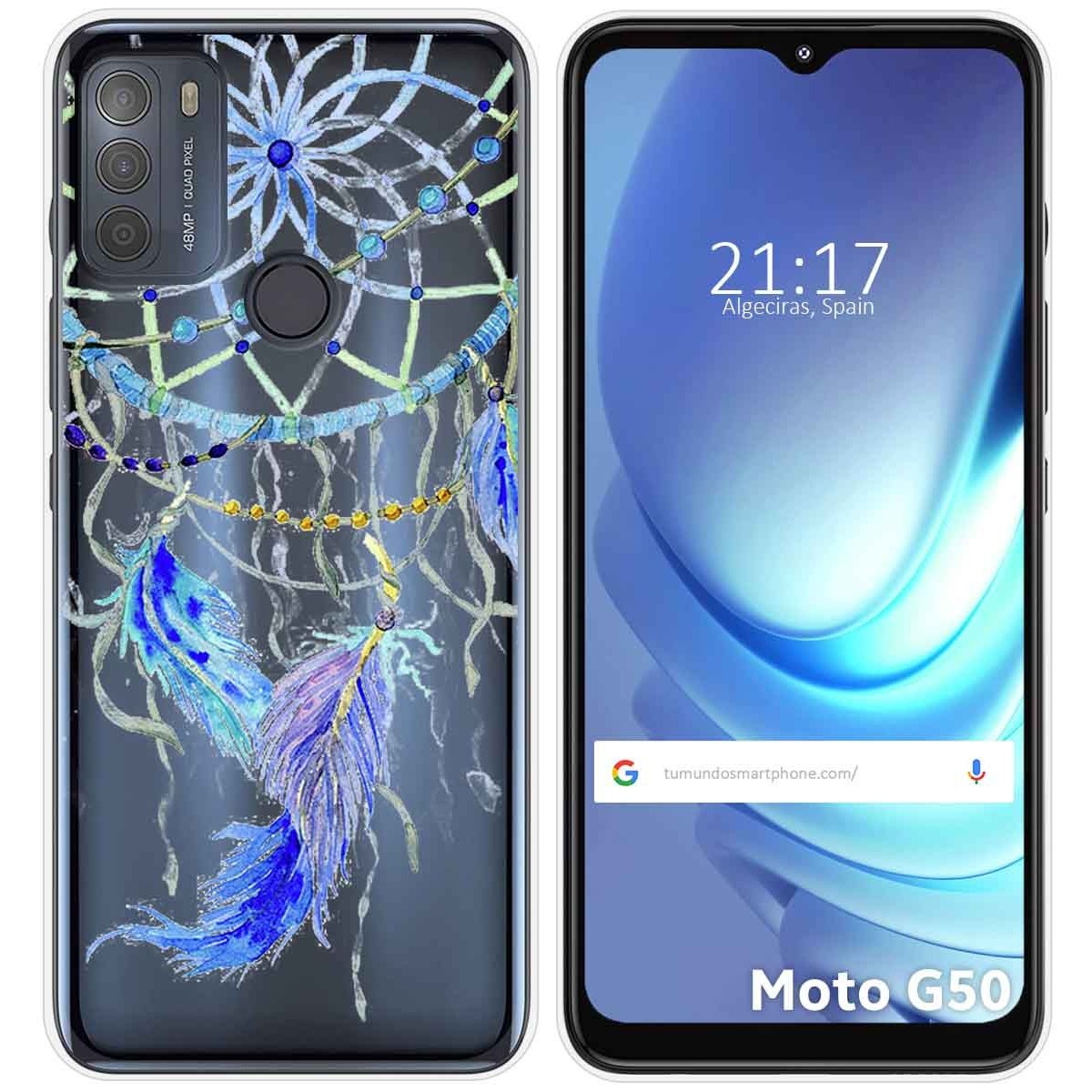 Funda Gel Transparente para Motorola Moto G50 5G diseño Plumas Dibujos