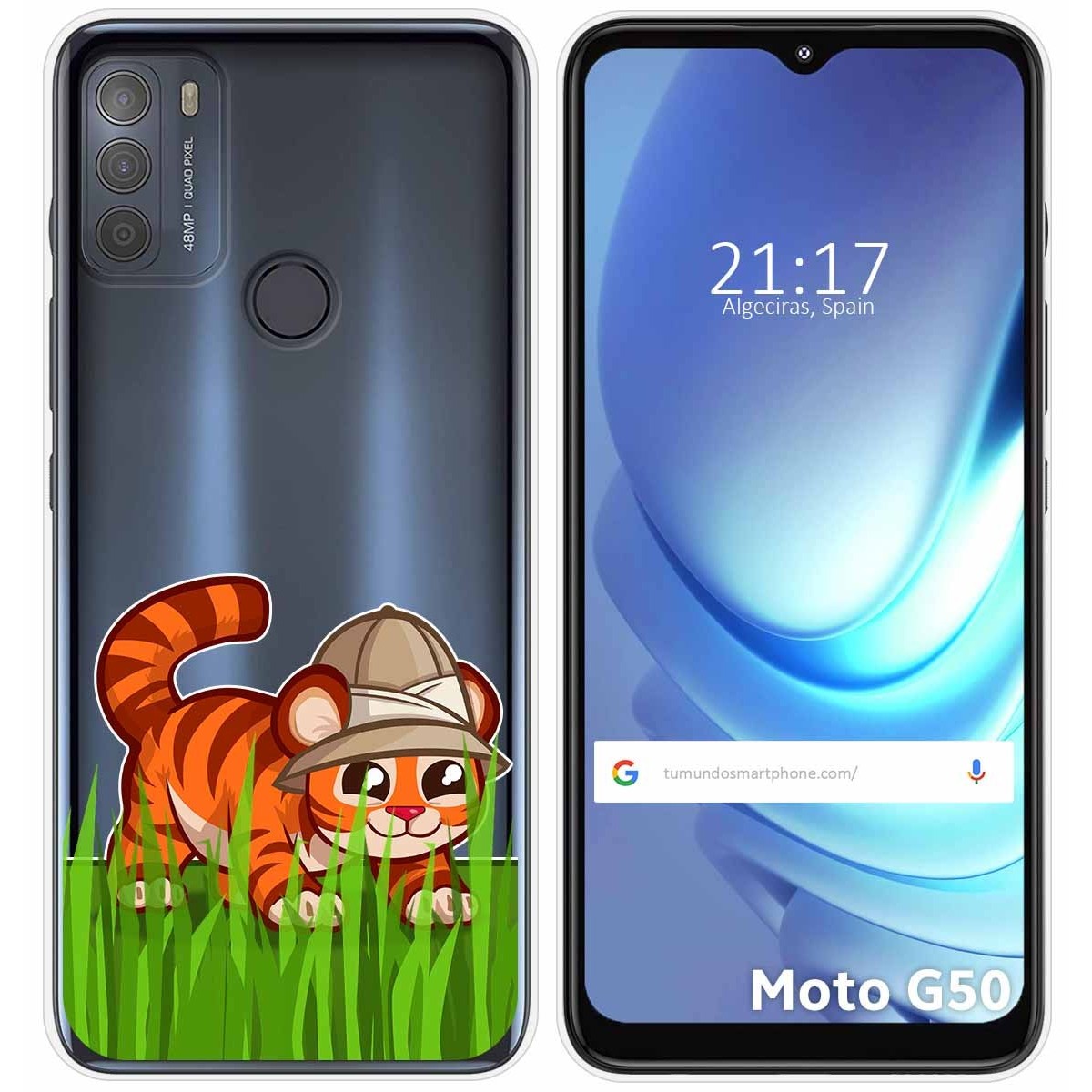 Funda Gel Transparente para Motorola Moto G50 5G diseño Tigre Dibujos