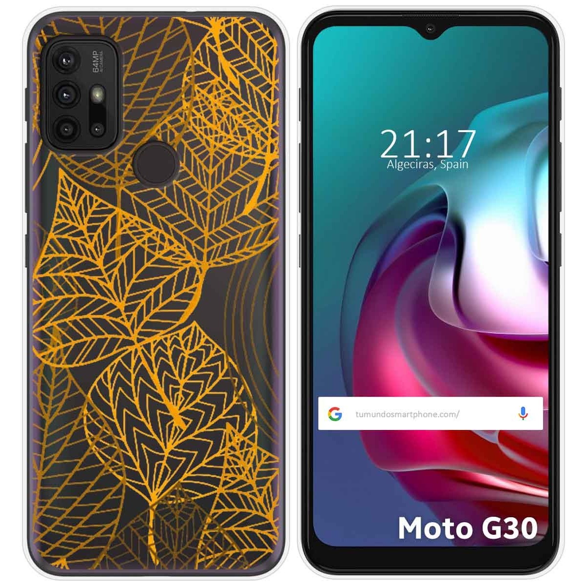 Funda Gel Transparente para Motorola Moto G10 / G20 / G30 diseño Hojas Dibujos