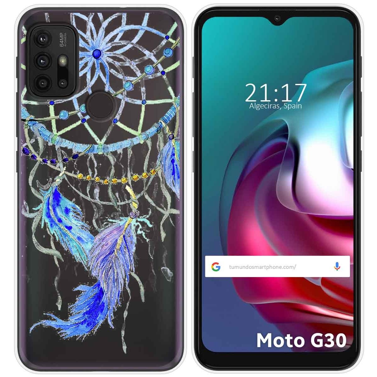 Funda Gel Transparente para Motorola Moto G10 / G20 / G30 diseño Plumas Dibujos