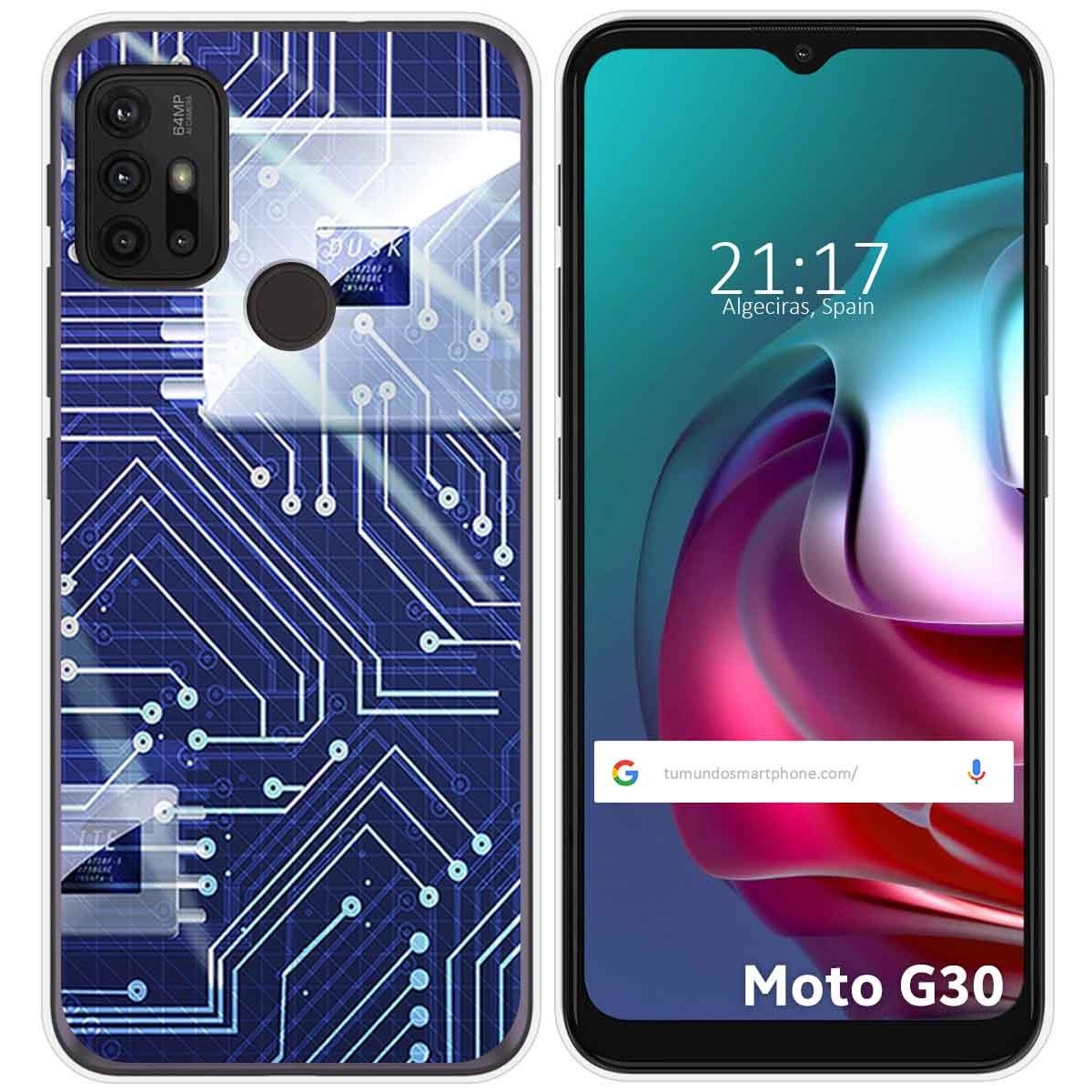 Funda Gel Tpu para Motorola Moto G10 / G20 / G30 diseño Circuito Dibujos