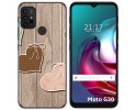 Funda Gel Tpu para Motorola Moto G10 / G20 / G30 diseño Corazones Madera Dibujos