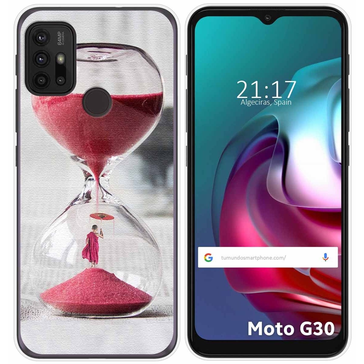 Funda Gel Tpu para Motorola Moto G10 / G20 / G30 diseño Reloj Dibujos