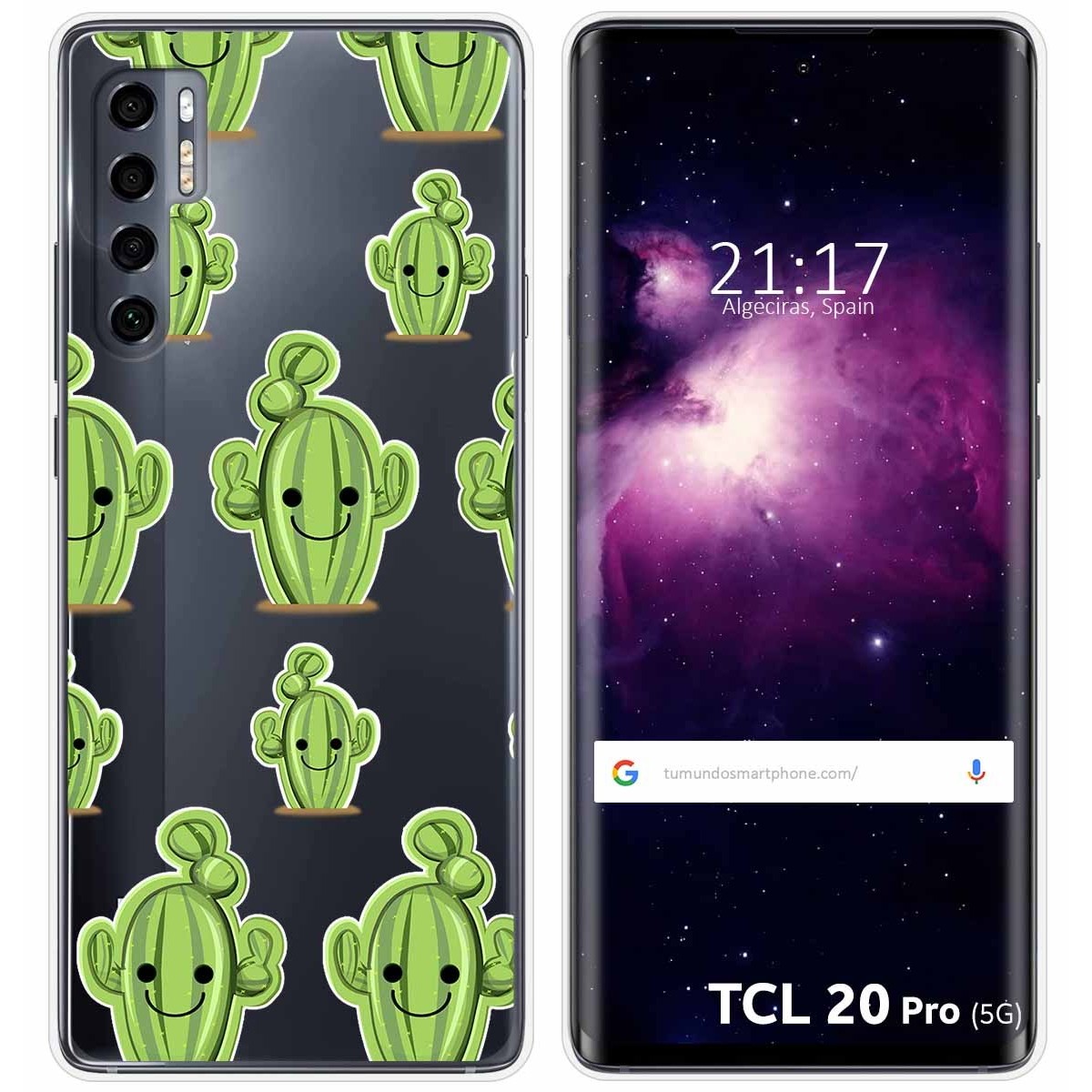 Funda Gel Transparente para TCL 20 Pro 5G diseño Cactus Dibujos