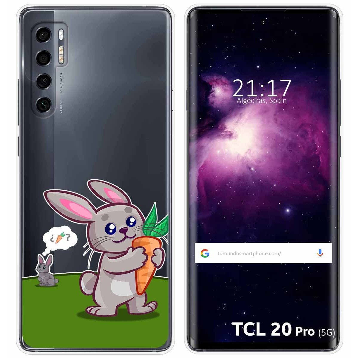Funda Gel Transparente para TCL 20 Pro 5G diseño Conejo Dibujos